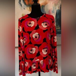 Kate Spade Floral Red and Pink Blouse